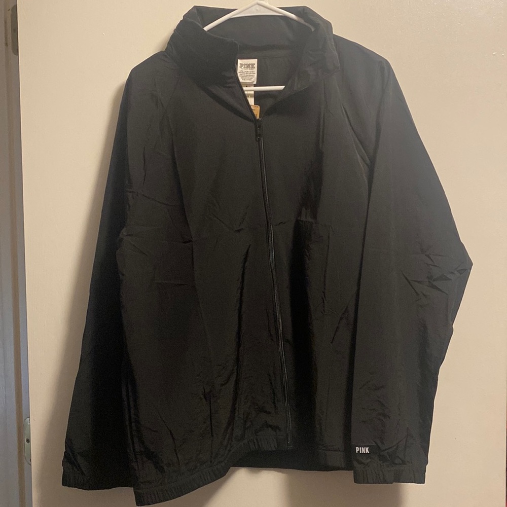 Victoria Secret Pink Black Rain Jacket